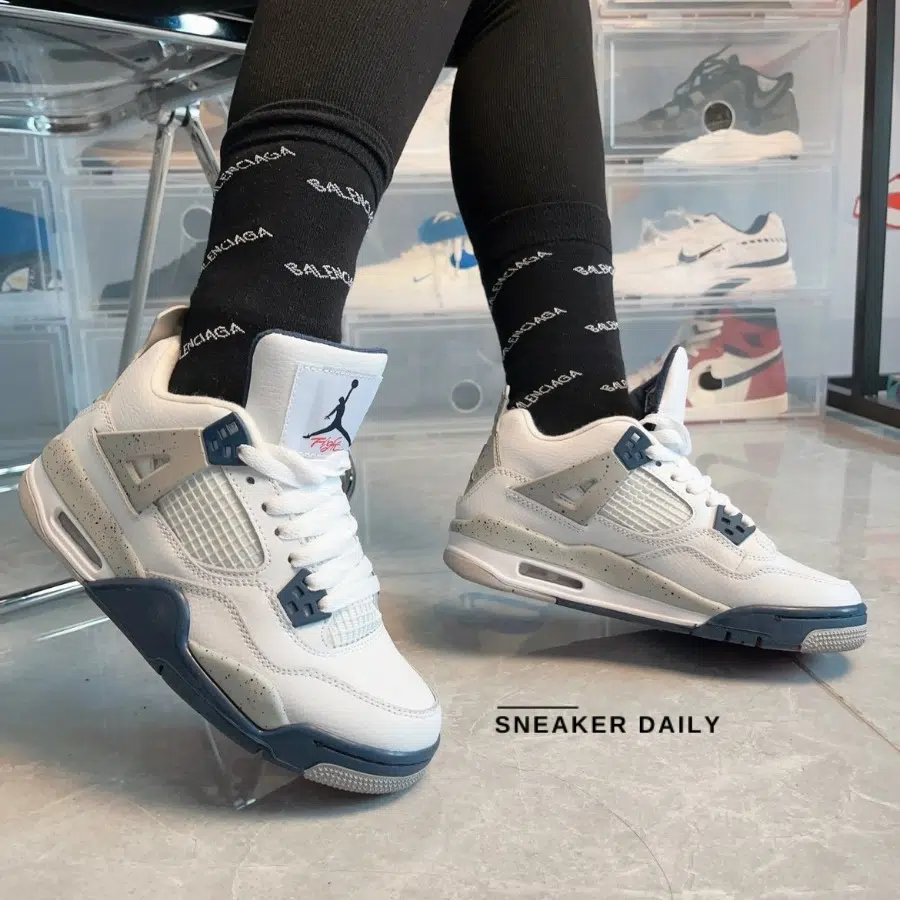 giày air jordan 4 retro gs 'midnight navy' 408452-140