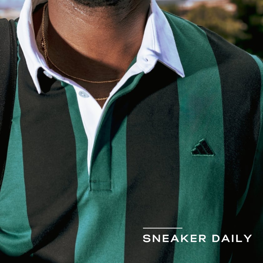 áo golf adidas go-to long sleeve rugby polo shirt 'green' iq2972
