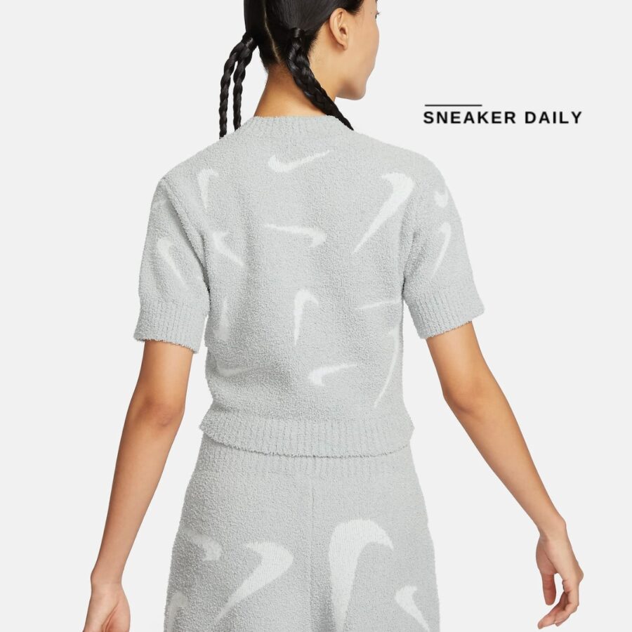 áo nike sportswear phoenix cosy bouclé women's slim cropped knit short-sleeve top fd4287-077