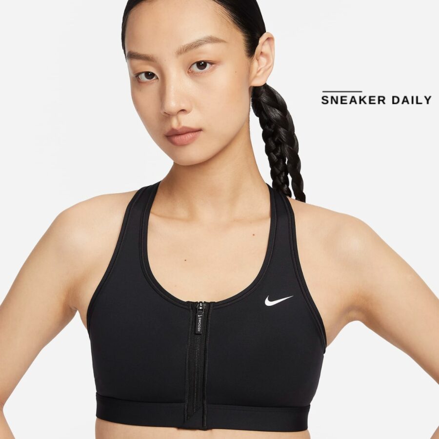 áo nike swoosh front zip women's medium-support padded sports bra fn2732-010