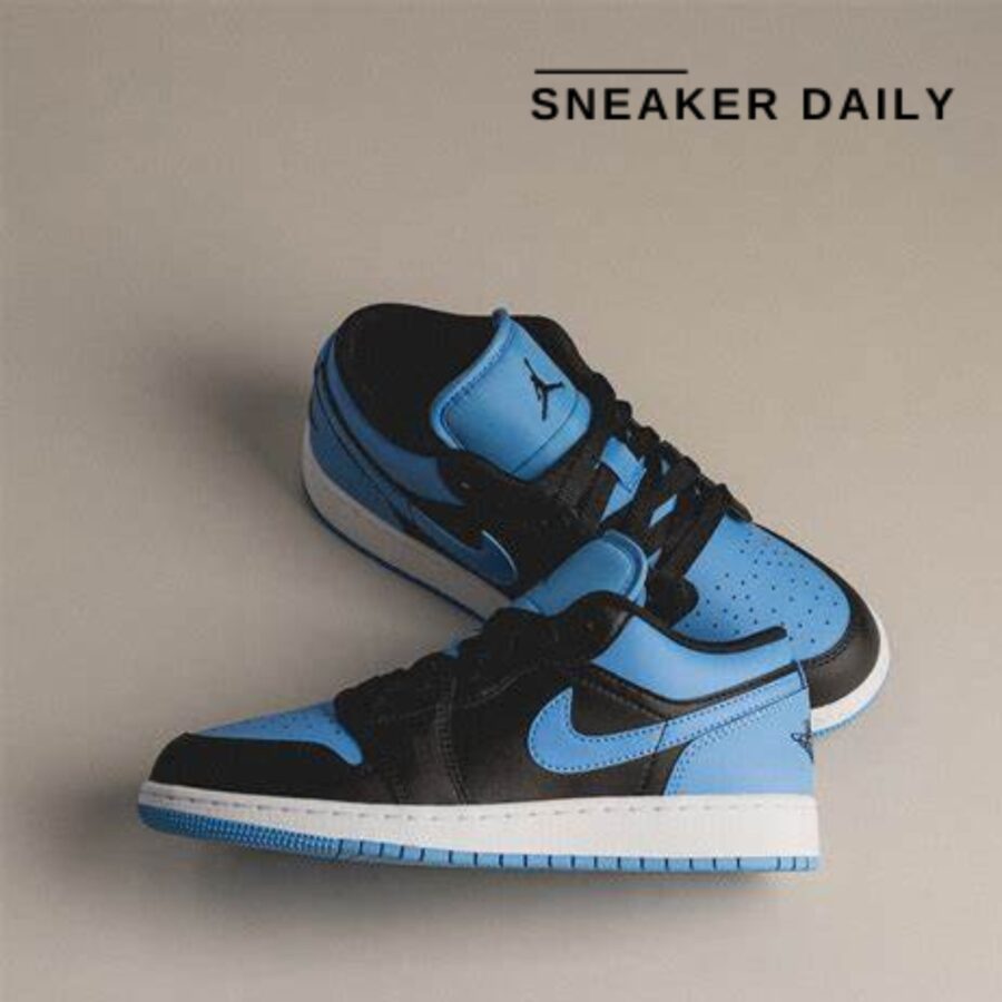 giày air jordan 1 low 'black university blue' (gs) 553560-041