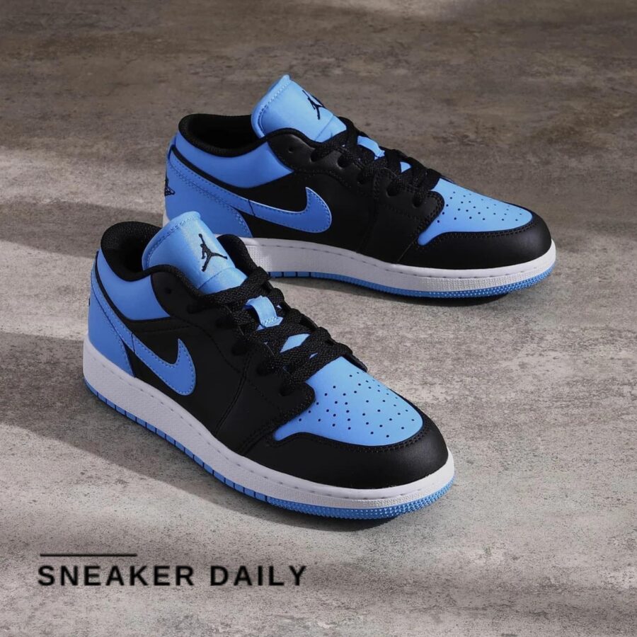 giày air jordan 1 low 'black university blue' (gs) 553560-041