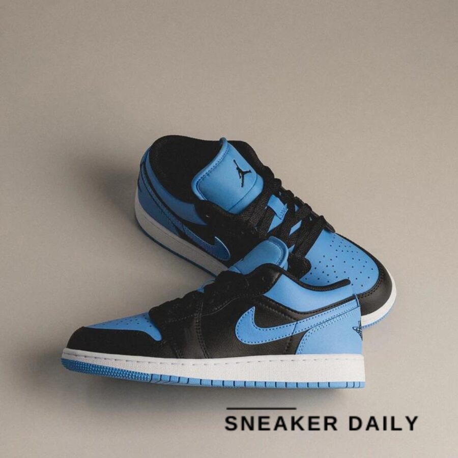 giày air jordan 1 low 'black university blue' (gs) 553560-041