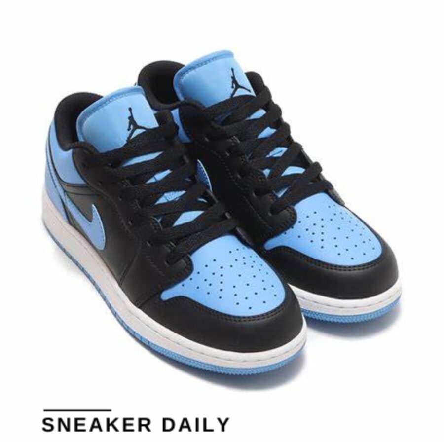 giày air jordan 1 low 'black university blue' (gs) 553560-041