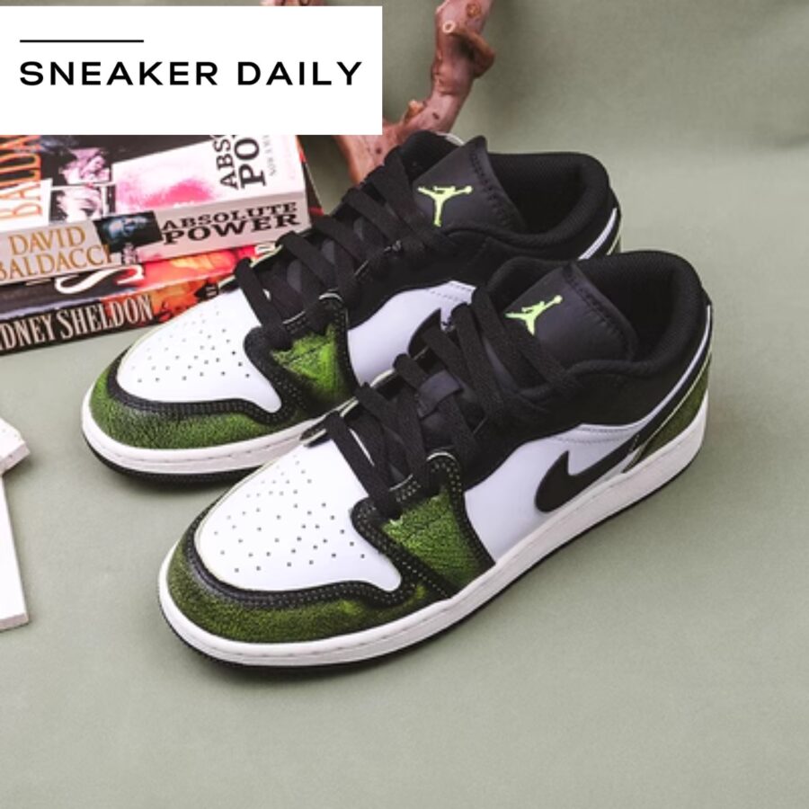 giày air jordan 1 low se 'wear-away - electric green' (gs) do8244-003