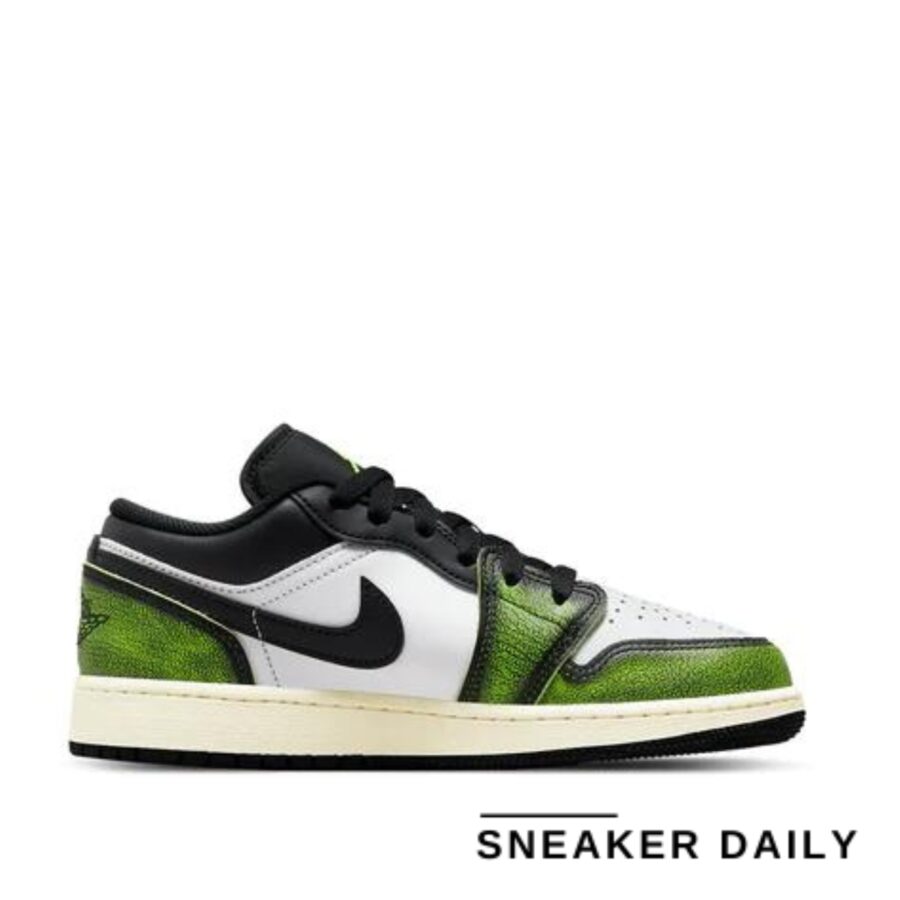 giày air jordan 1 low se 'wear-away - electric green' (gs) do8244-003