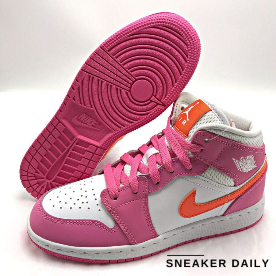 giày air jordan 1 mid 'pinksicle orange' (gs) dx3240-681