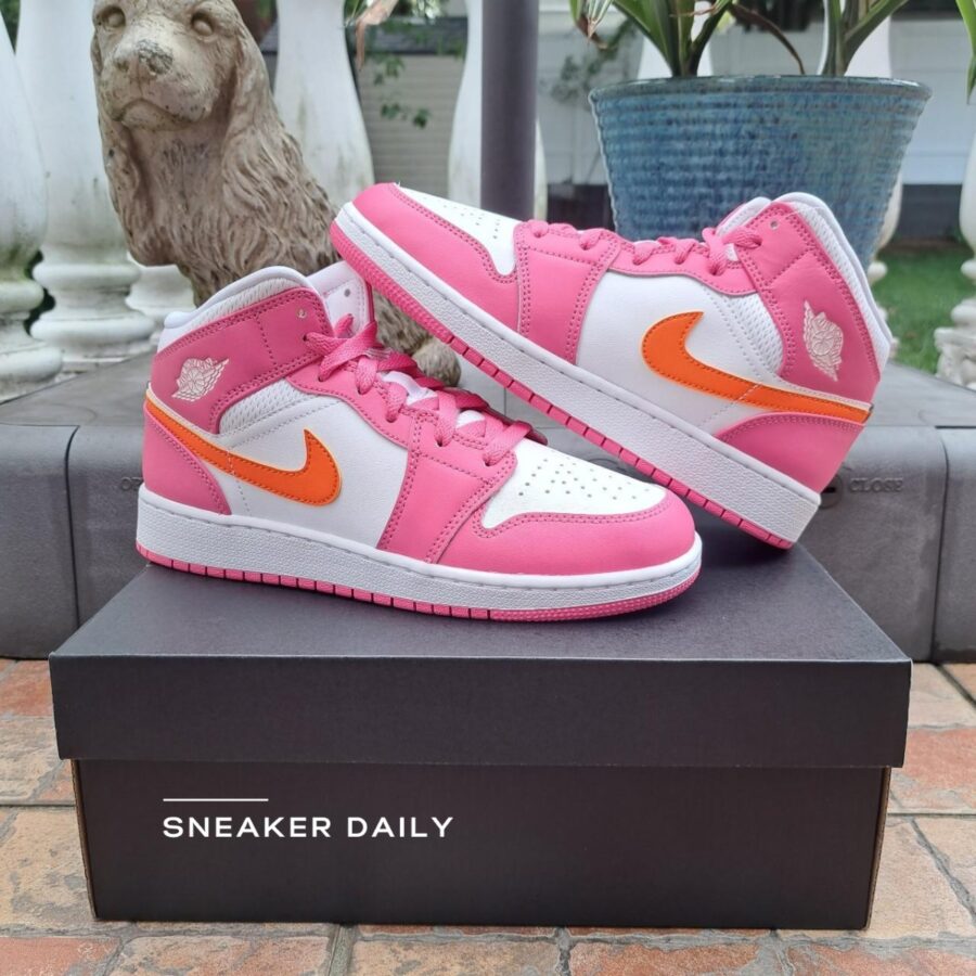 giày air jordan 1 mid 'pinksicle orange' (gs) dx3240-681