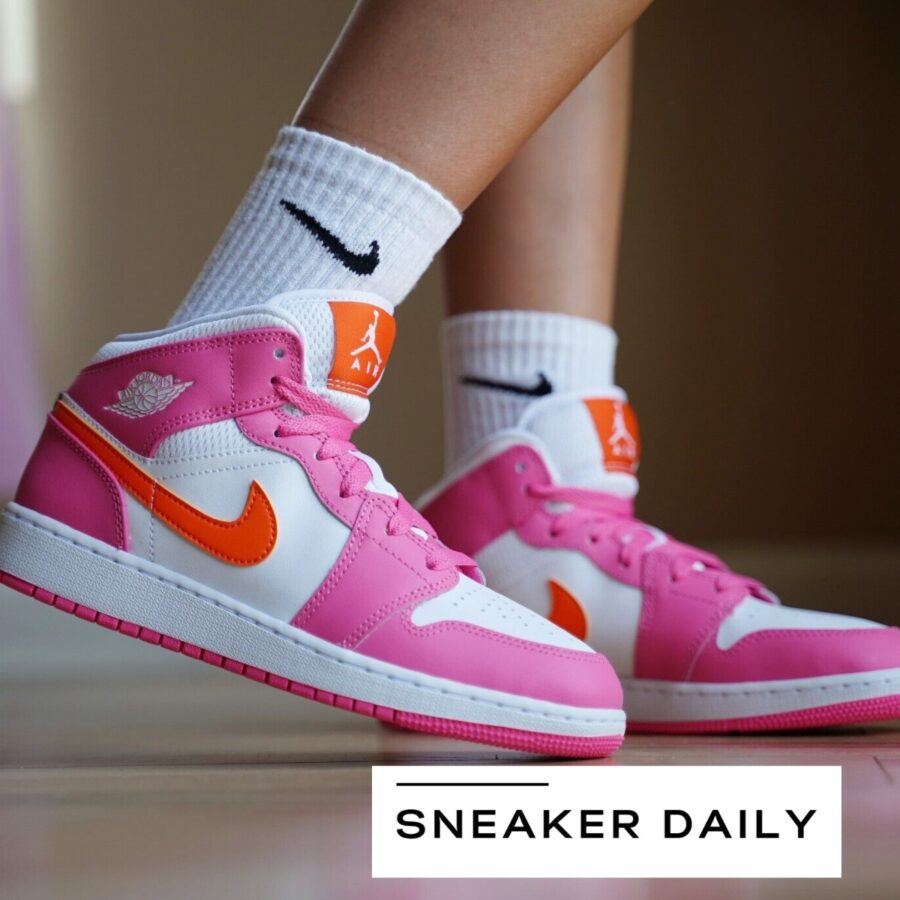 giày air jordan 1 mid 'pinksicle orange' (gs) dx3240-681