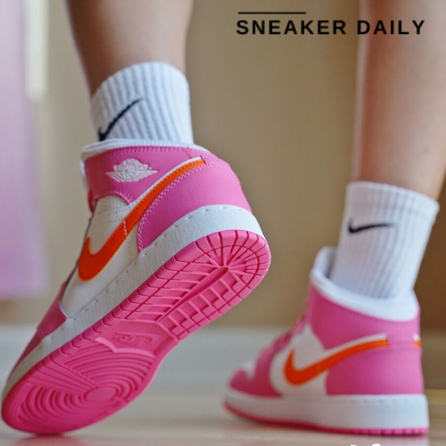 giày air jordan 1 mid 'pinksicle orange' (gs) dx3240-681