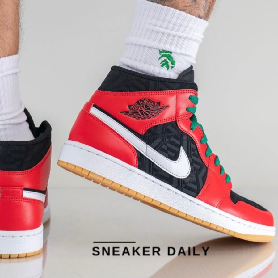 giày air jordan 1 mid se 'christmas' (gs) dq8418-006