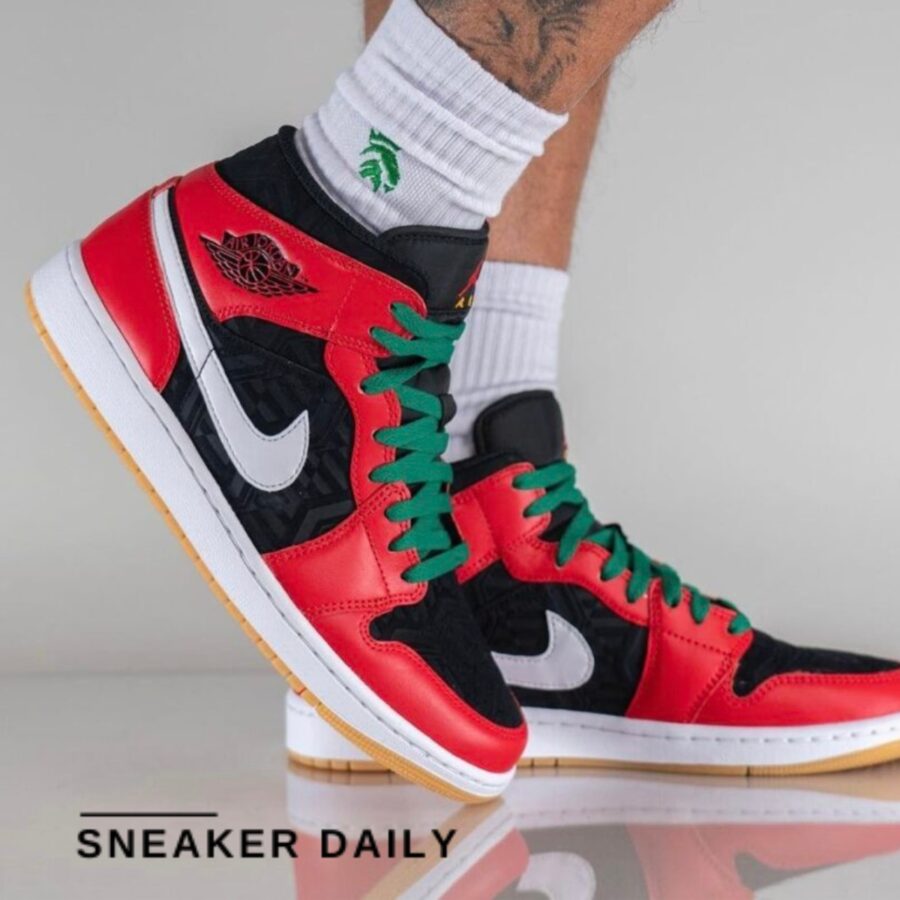 giày air jordan 1 mid se 'christmas' (gs) dq8418-006