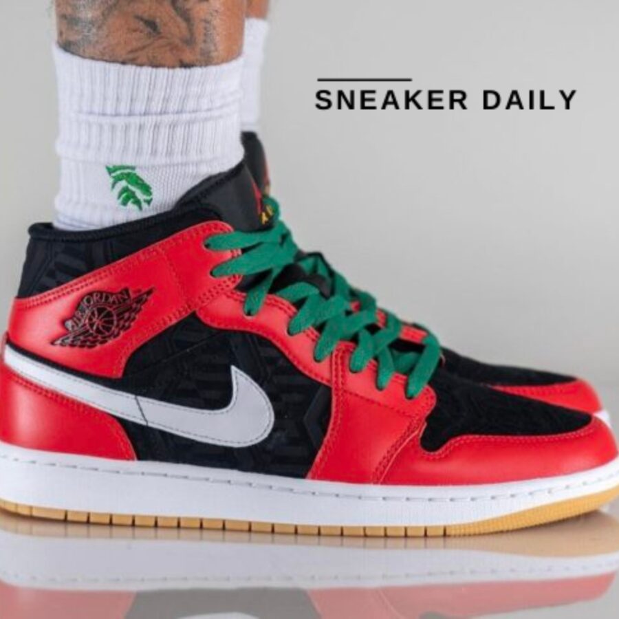 giày air jordan 1 mid se 'christmas' (gs) dq8418-006
