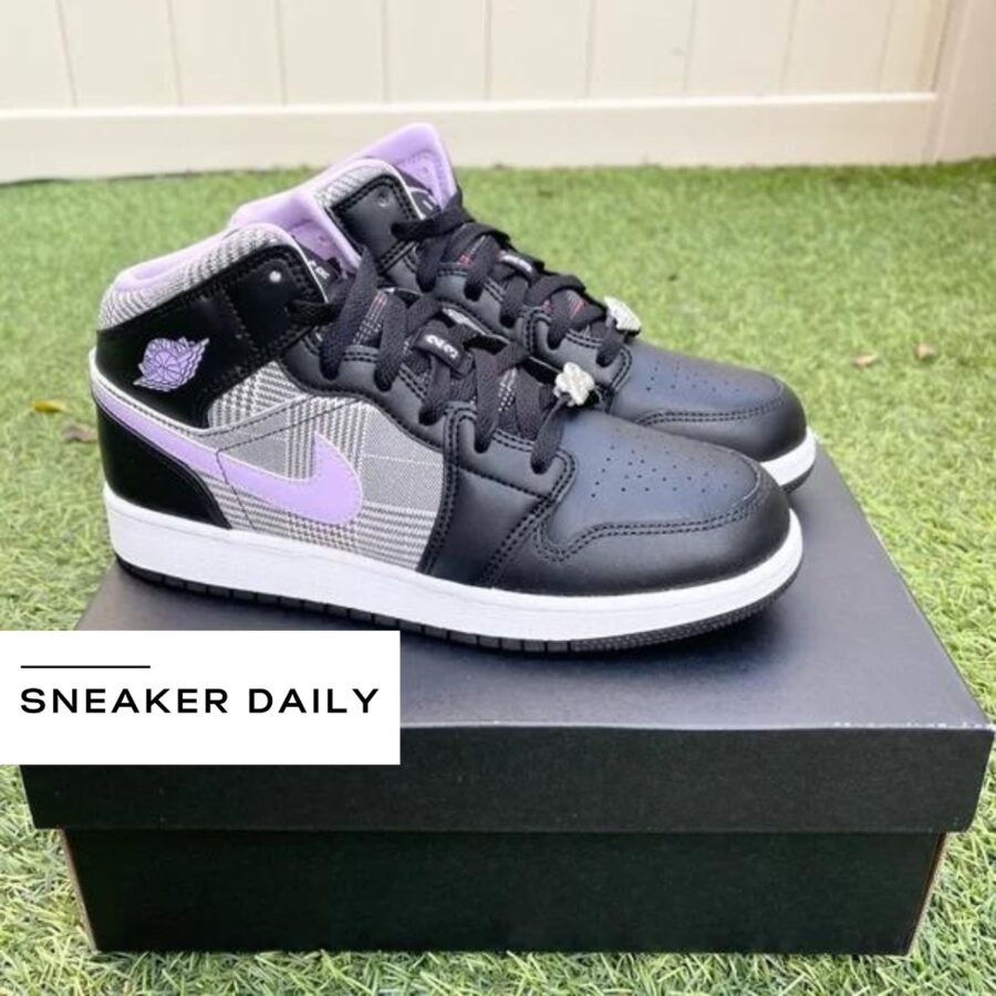 giày air jordan 1 mid se 'houndstooth' (gs) dc7226-015