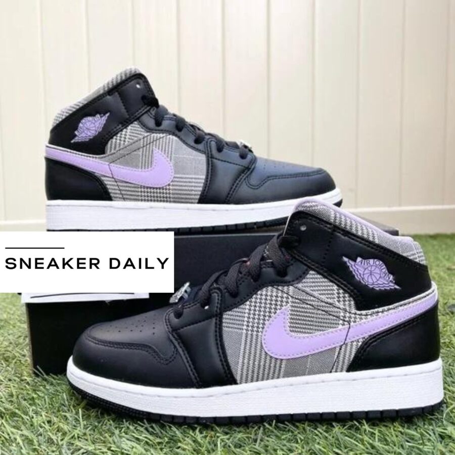 giày air jordan 1 mid se 'houndstooth' (gs) dc7226-015