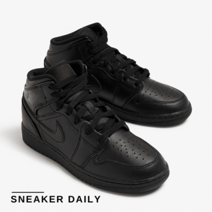 giày air jordan 1 mid 'triple black' 2022 (gs) 554725-093