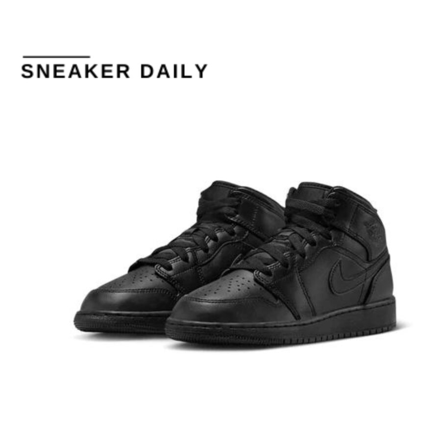 giày air jordan 1 mid 'triple black' 2022 (gs) 554725-093