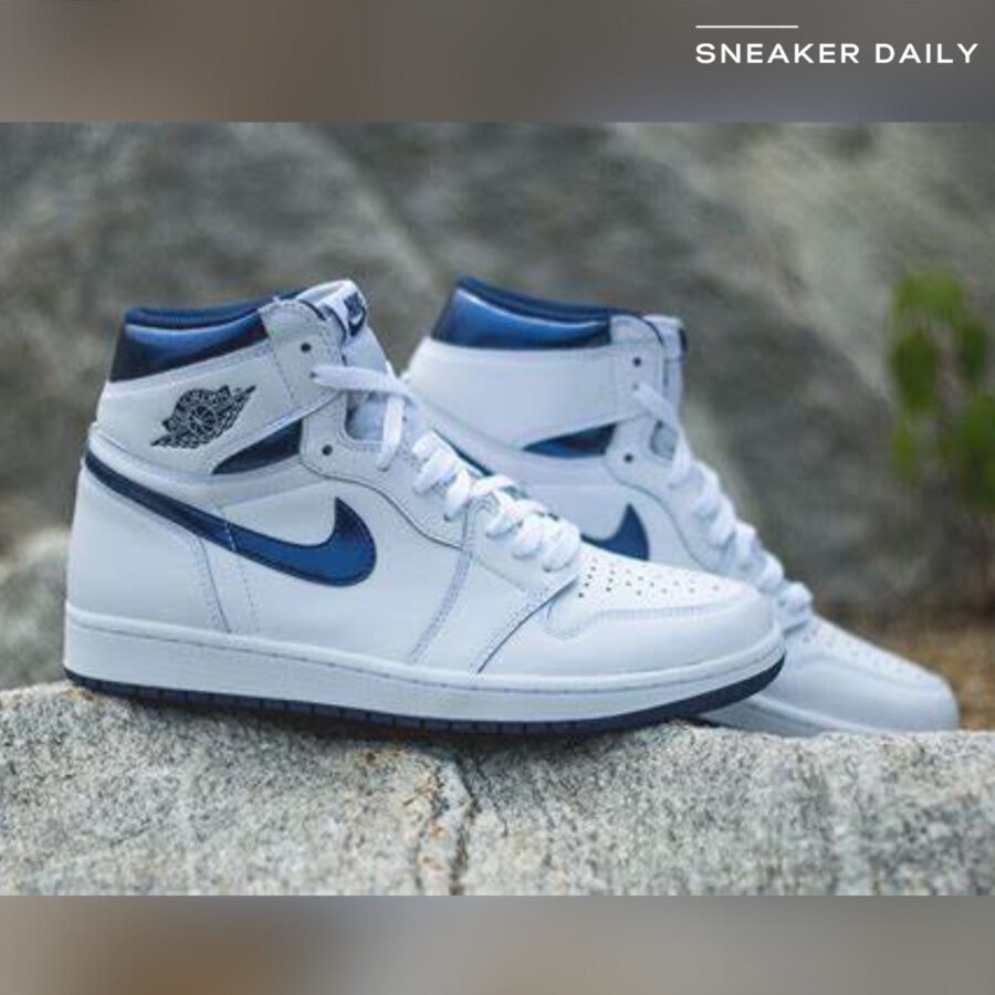 giày air jordan 1 retro high og 'metallic navy' 555088-106