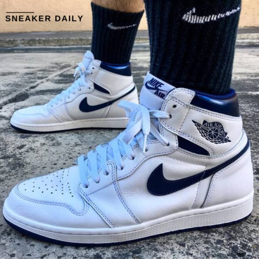 giày air jordan 1 retro high og 'metallic navy' 555088-106