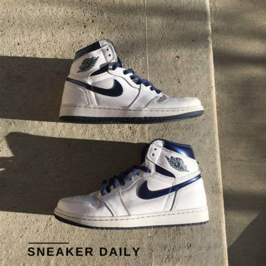 giày air jordan 1 retro high og 'metallic navy' 555088-106