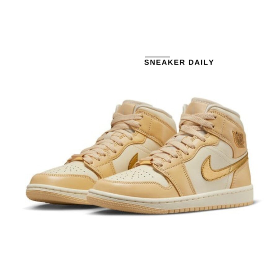 giày (wmns) air jordan 1 mid 'pale vanilla gold' fb9892-200