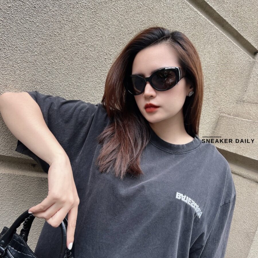 kính balenciaga oval sunglasses 'black' bb0267s 001