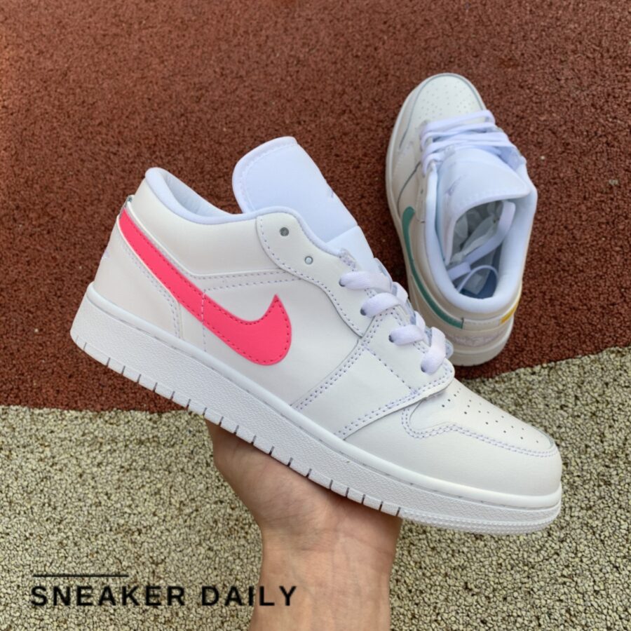 giày air jordan 1 low 'white neon' (gs) cw7035-100