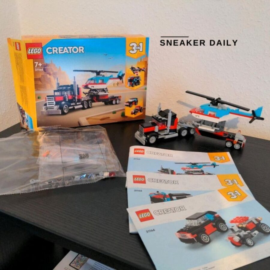 lego flatbed truck with helicopter 31146