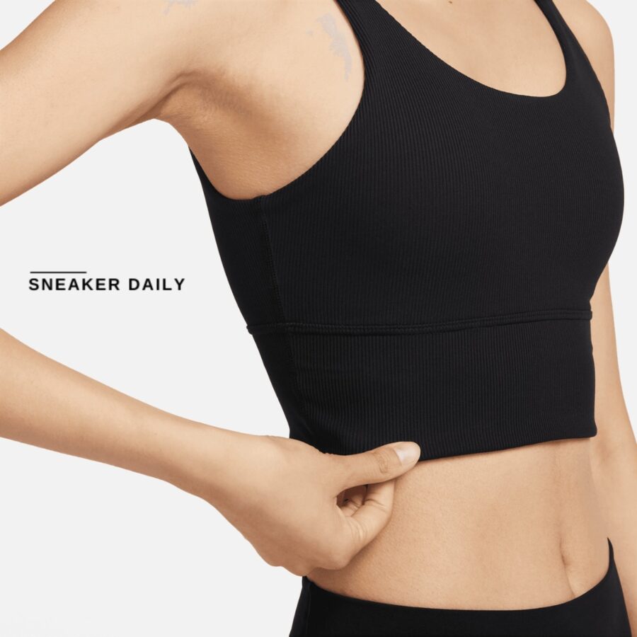 áo nike zenvy women's light support padded ribbed long sports bra fz6508-010