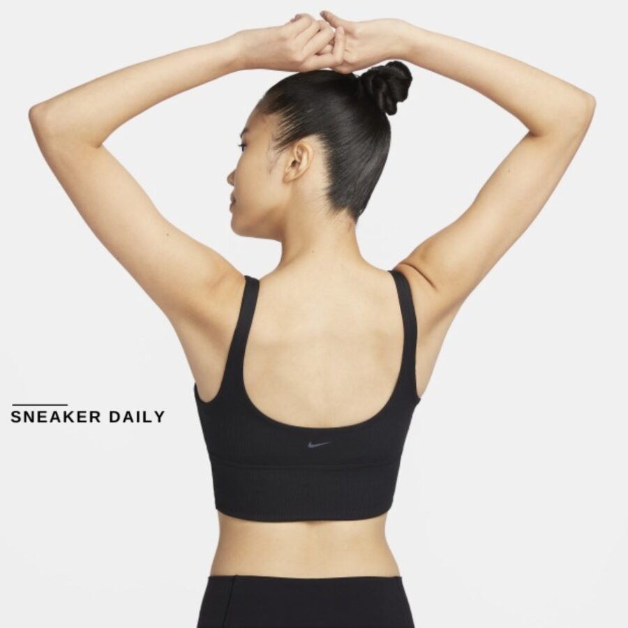 áo nike zenvy women's light support padded ribbed long sports bra fz6508-010