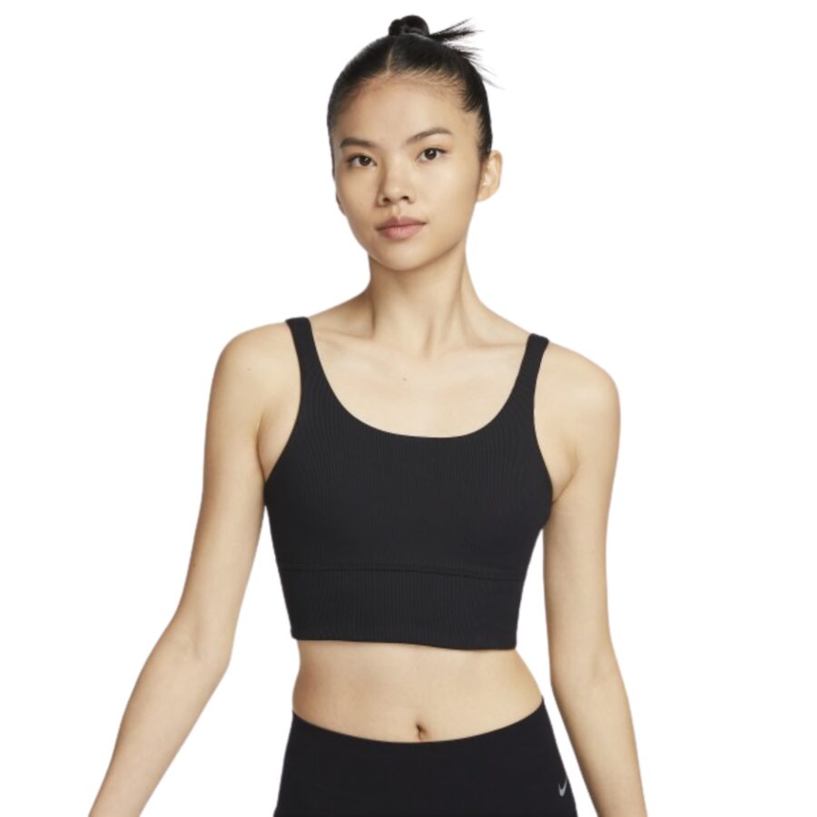 áo nike zenvy women's light support padded ribbed long sports bra fz6508-010