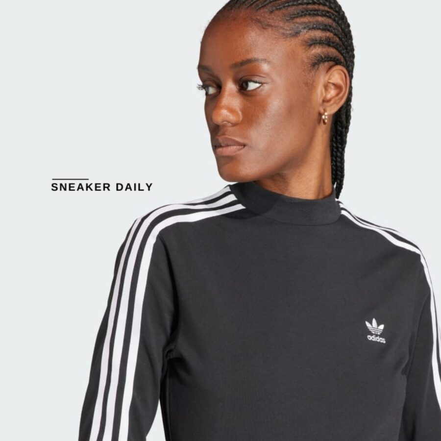 áo adidas adicolor classics 3-stripes high neck long sleeve tee 'black' ii0757