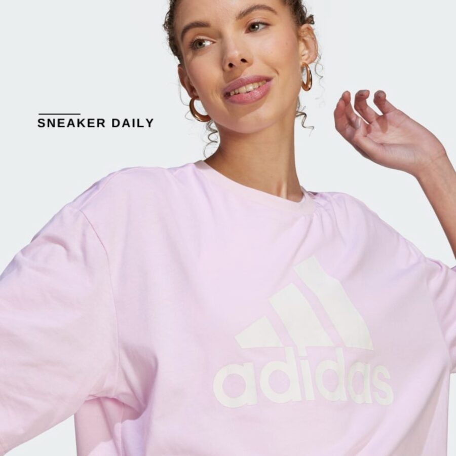 áo adidas boyfriend big logo essentials tee - pink ic9860