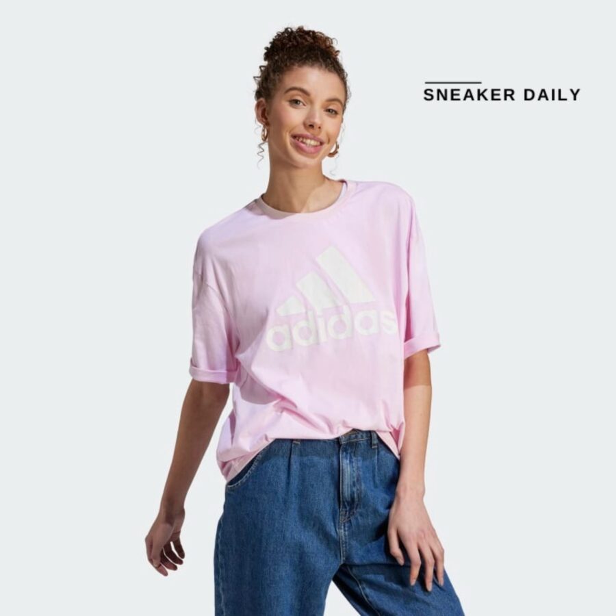 áo adidas boyfriend big logo essentials tee - pink ic9860