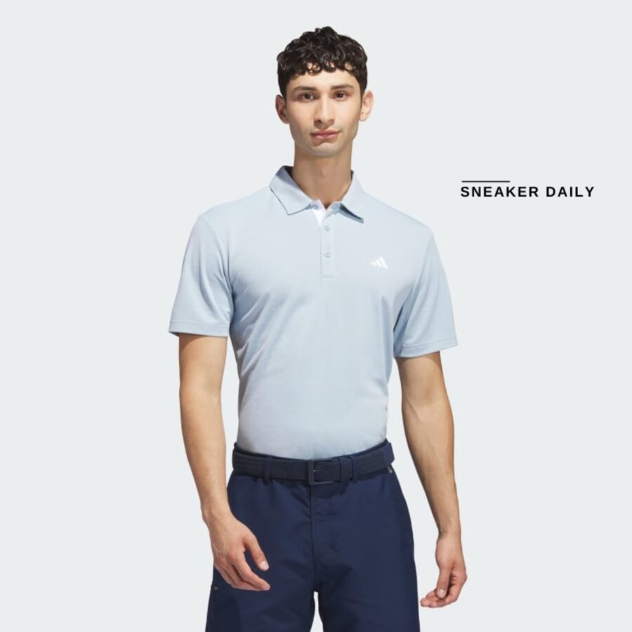áo adidas drive heather golf polo shirt - wonder blue mel ij0181