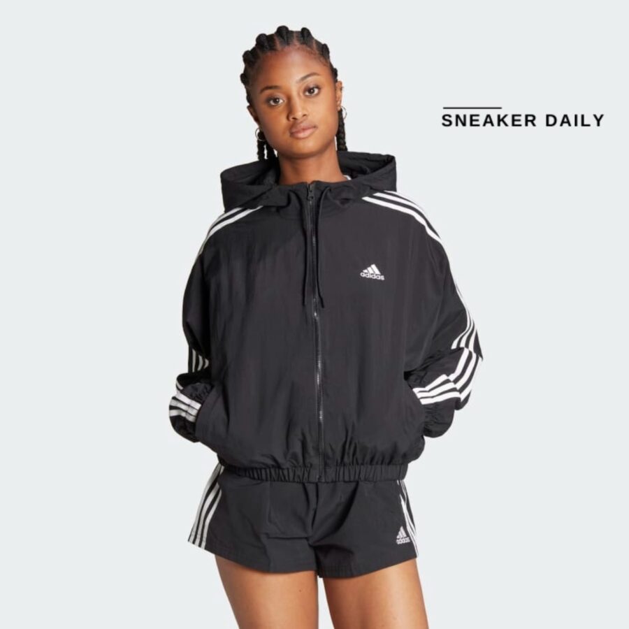áo adidas essentials 3-stripes woven windbreaker - black ht3399