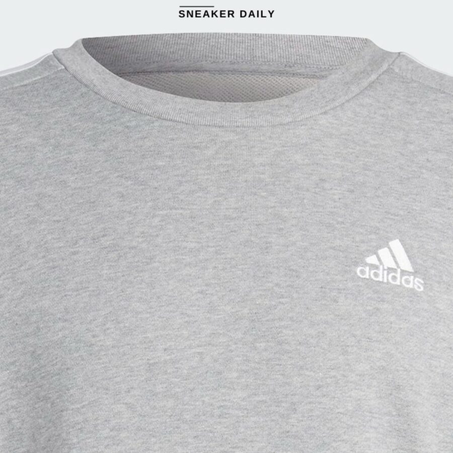 áo adidas essentials french terry 3-stripes sweatshirt - grey ic9319