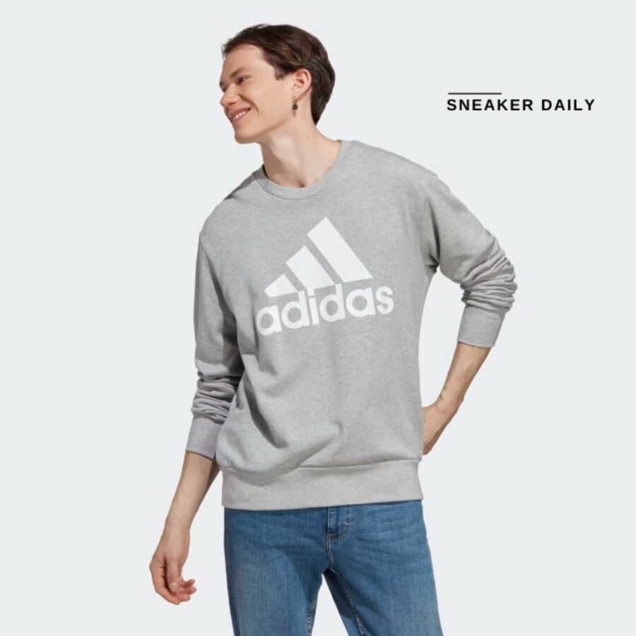 áo adidas essentials french terry big logo sweatshirt - grey ic9326