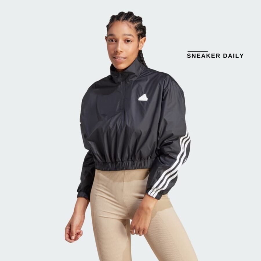 áo adidas future icons 3-stripes woven quarter zip jacket - black ib4153