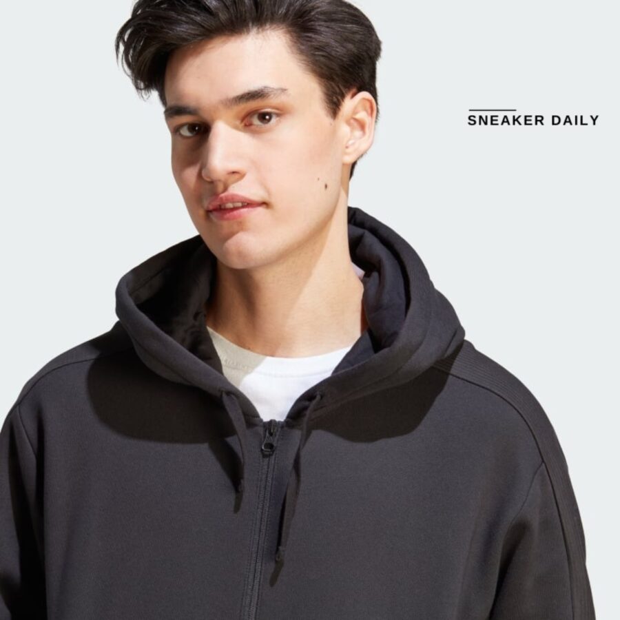 áo adidas lounge french terry full-zip sweatshirts 'black' iq3422