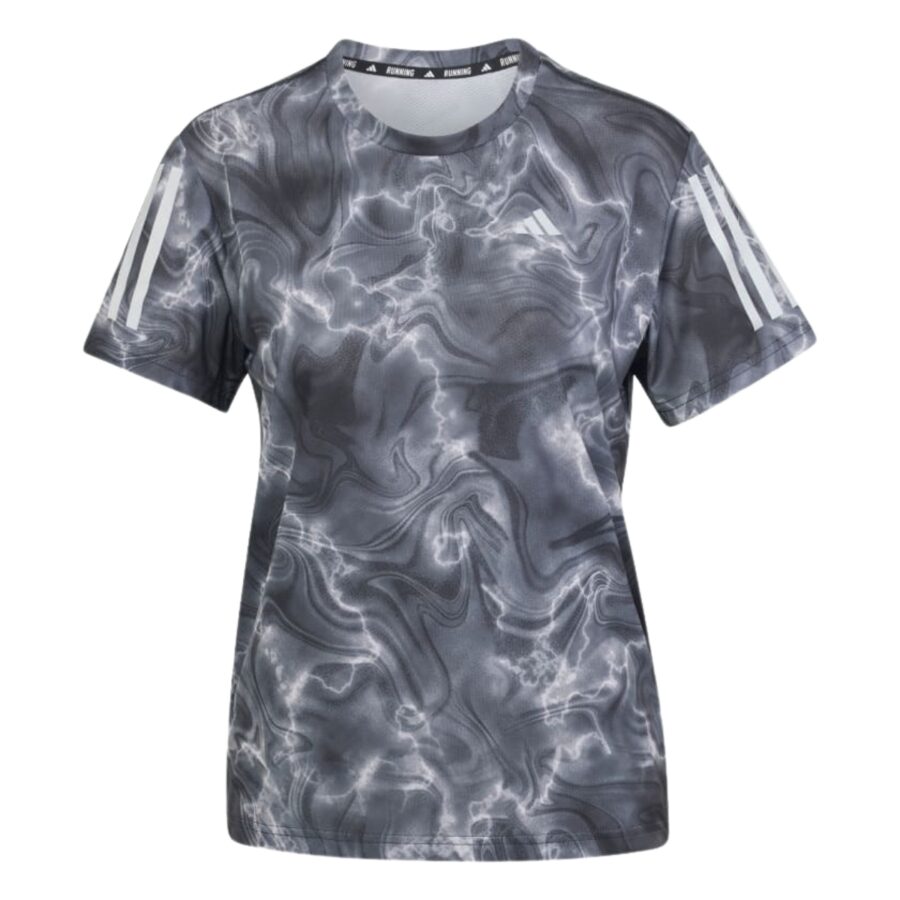 áo adidas own the run allover print tee 'grey six' il4140