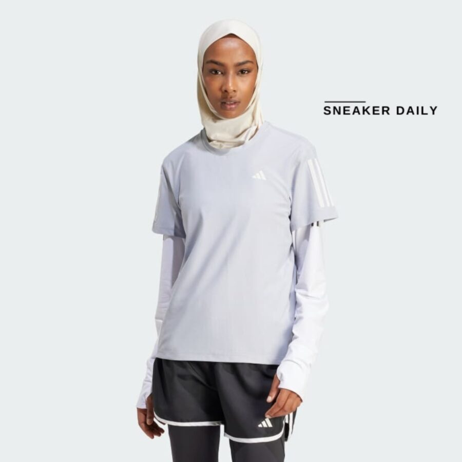 áo adidas own the run tee - halo silver ip2041