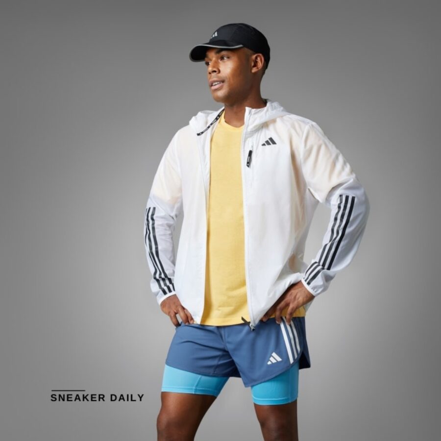áo adidas own the run 3-stripes jacket 'white' iq3845
