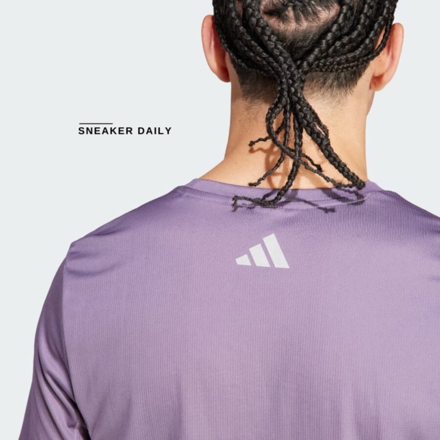 áo adidas run icons 3 bar logo tee - shadow violet ij9416