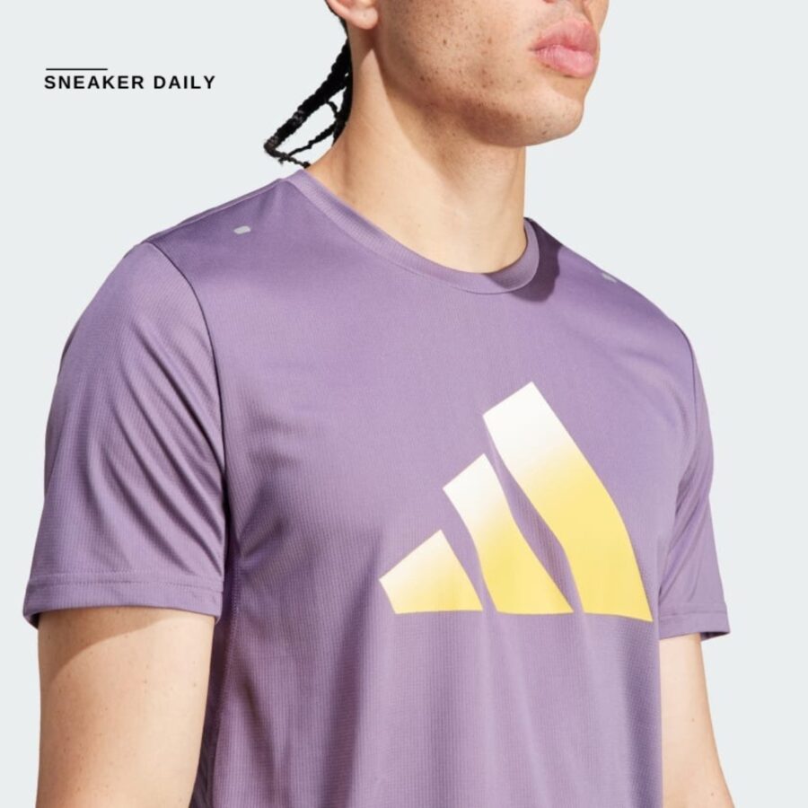 áo adidas run icons 3 bar logo tee - shadow violet ij9416