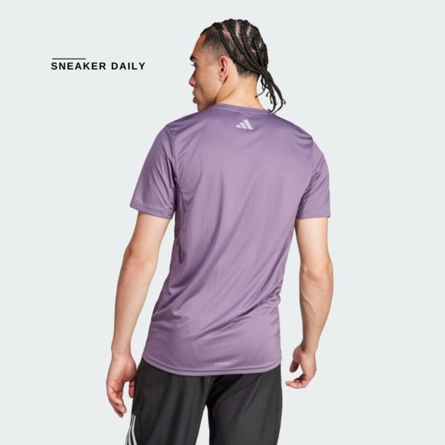 áo adidas run icons 3 bar logo tee - shadow violet ij9416