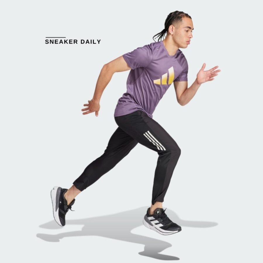 áo adidas run icons 3 bar logo tee - shadow violet ij9416