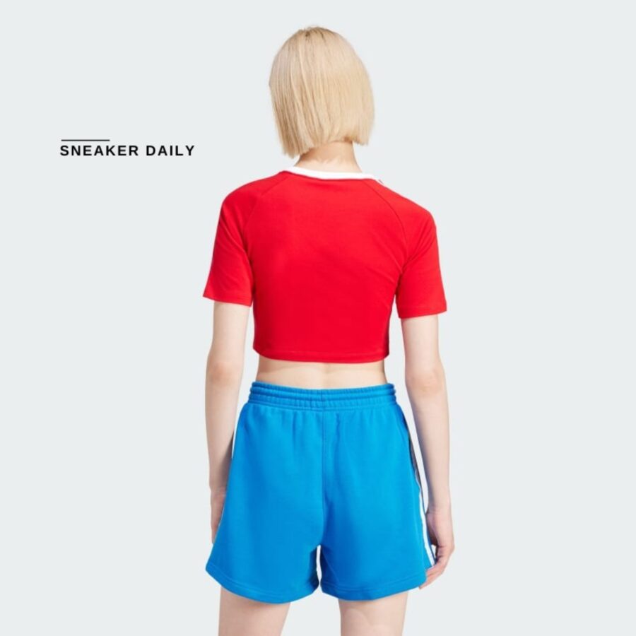 áo adidas women's lifestyle 3-stripes baby tee - red ip0665