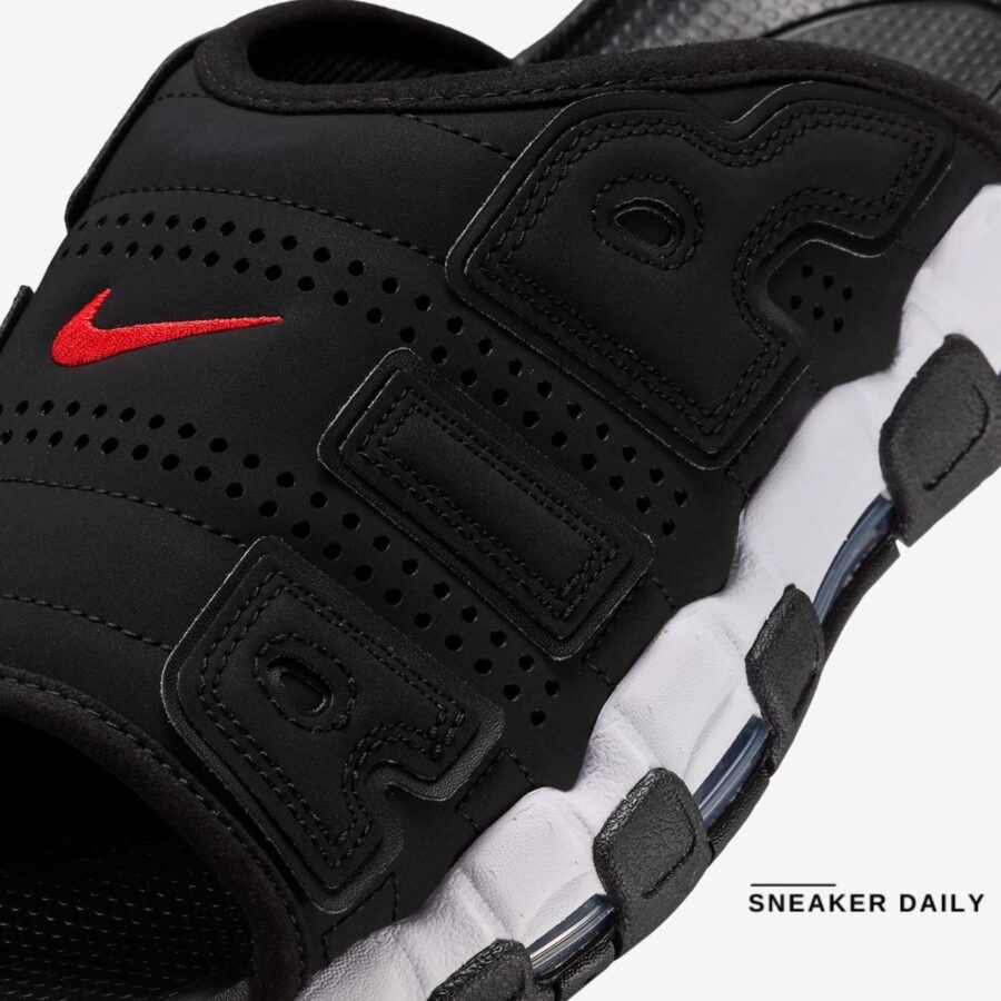 dép nike air more uptempo slide 'black white red' fj2707-001