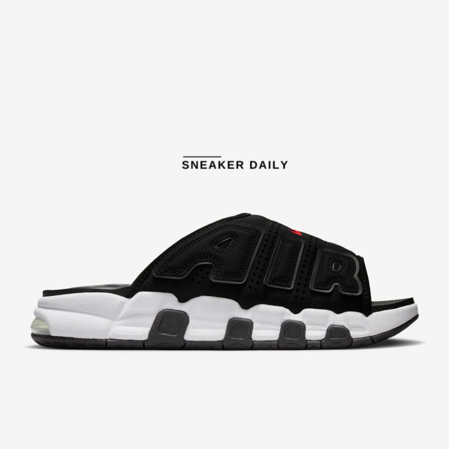 dép nike air more uptempo slide 'black white red' fj2707-001